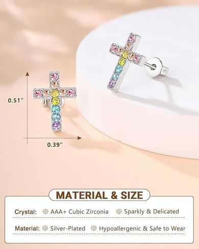 UPROMI Cross Earrings Confirmation Catholic Christian Religious Birthday Gifts Christmas for Teens Tween Teenager in Saudi Arabia