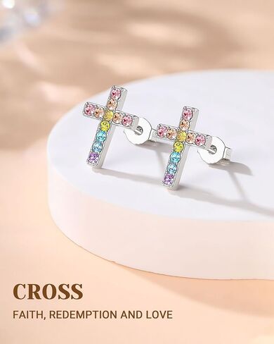 UPROMI Cross Earrings Confirmation Catholic Christian Religious Birthday Gifts Christmas for Teens Tween Teenager in Saudi Arabia