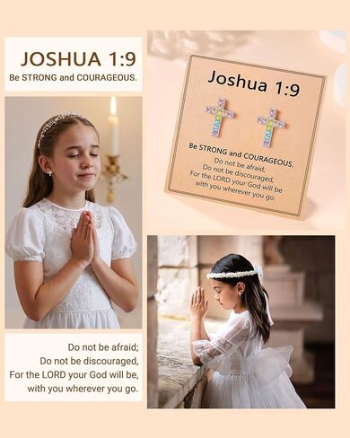 UPROMI Cross Earrings Confirmation Catholic Christian Religious Birthday Gifts Christmas for Teens Tween Teenager in Saudi Arabia