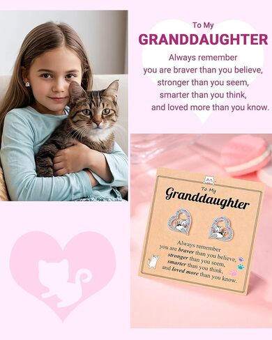 UPROMI Hypoallergenic Cat Earrings for Daughter/Granddaughter, Birthday Christmas Valentines Day Gifts in Kuwait