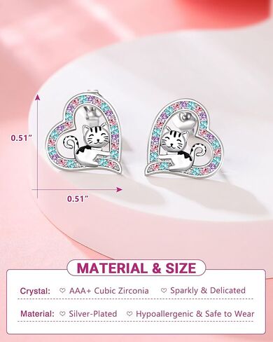 UPROMI Hypoallergenic Cat Earrings for Daughter/Granddaughter, Birthday Christmas Valentines Day Gifts in Kuwait