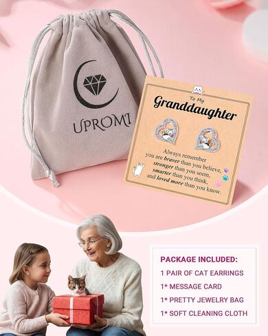UPROMI Hypoallergenic Cat Earrings for Daughter/Granddaughter, Birthday Christmas Valentines Day Gifts in Kuwait