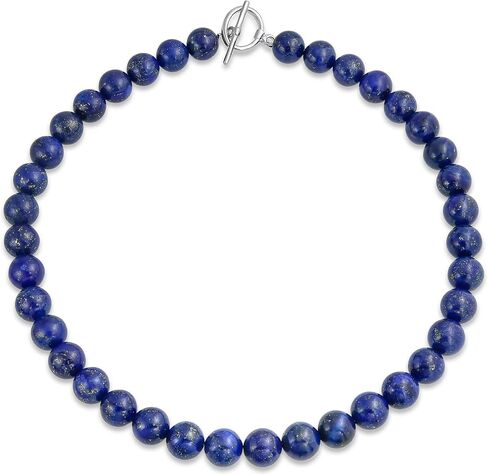 Simple Classic Hand Knotted Created Semi Precious Gemstone Round Ball 10MM Bead Strand Choker Collarbone Necklace Western Jewelry for Women Toggle Clasp 15 17 19 Inch in Kuwait