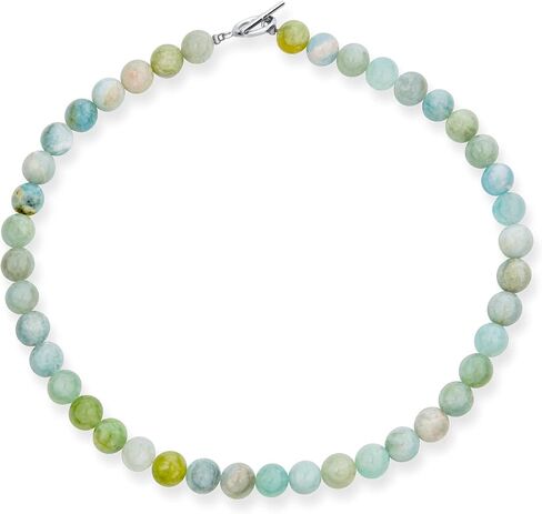 Simple Classic Hand Knotted Created Semi Precious Gemstone Round Ball 10MM Bead Strand Choker Collarbone Necklace Western Jewelry for Women Toggle Clasp 15 17 19 Inch in Kuwait