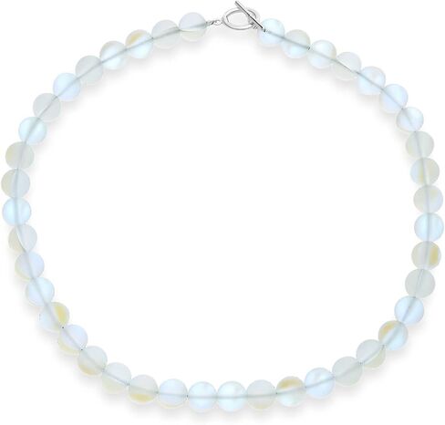 Simple Classic Hand Knotted Created Semi Precious Gemstone Round Ball 10MM Bead Strand Choker Collarbone Necklace Western Jewelry for Women Toggle Clasp 15 17 19 Inch in Kuwait