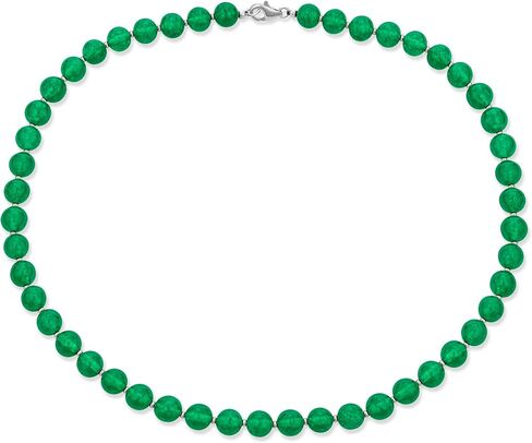 Simple Classic Hand Knotted Created Semi Precious Gemstone Round Ball 10MM Bead Strand Choker Collarbone Necklace Western Jewelry for Women Toggle Clasp 15 17 19 Inch in Kuwait