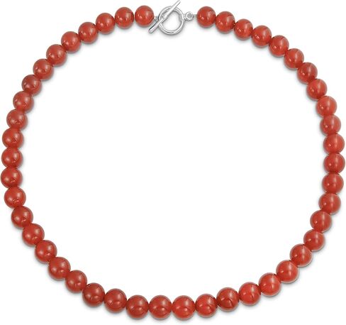 Simple Classic Hand Knotted Created Semi Precious Gemstone Round Ball 10MM Bead Strand Choker Collarbone Necklace Western Jewelry for Women Toggle Clasp 15 17 19 Inch in Kuwait