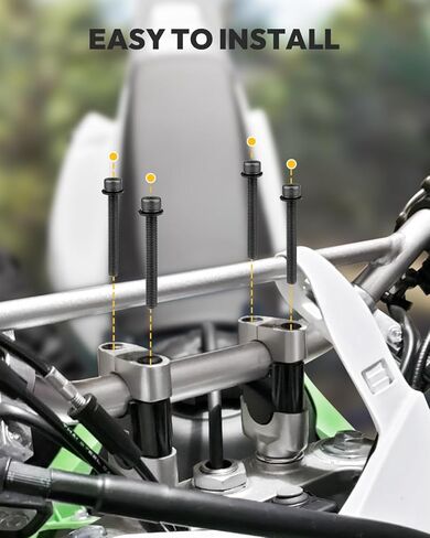 7/8 بوصة ارتفاع المقود 30 مم، حامل مقود الدراجة النارية متوافق مع Kawasaki Honda سوزوكي ياماها ATV Dirt Bike KLR650 F650GS F800ST MT-07 MT-09 (أسود) in Kuwait