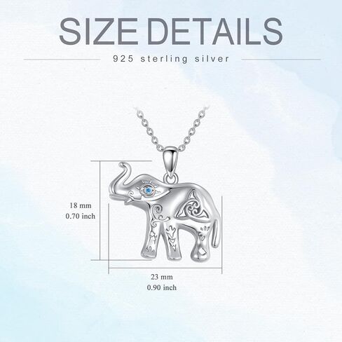 Elephant with Evil Eye Necklace Sterling Silver Celtic Good Luck Elephant Protection Charm Pendant Animal Necklaces Jewelry Gifts for Women in Saudi Arabia