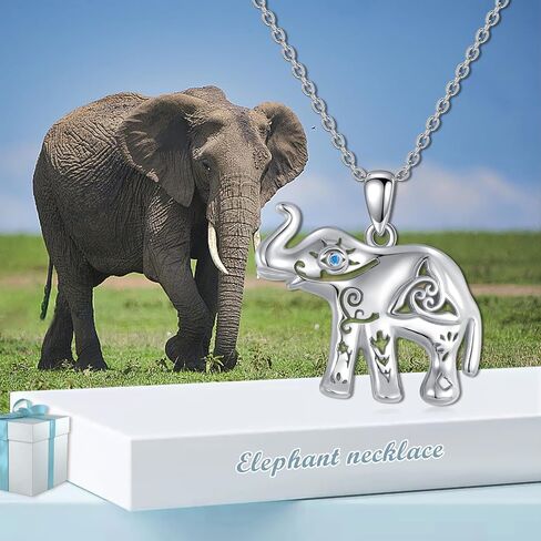 Elephant with Evil Eye Necklace Sterling Silver Celtic Good Luck Elephant Protection Charm Pendant Animal Necklaces Jewelry Gifts for Women in Saudi Arabia