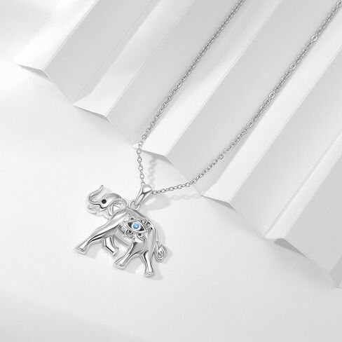 Elephant with Evil Eye Necklace Sterling Silver Celtic Good Luck Elephant Protection Charm Pendant Animal Necklaces Jewelry Gifts for Women in Saudi Arabia
