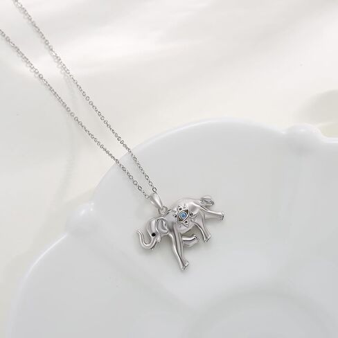 Elephant with Evil Eye Necklace Sterling Silver Celtic Good Luck Elephant Protection Charm Pendant Animal Necklaces Jewelry Gifts for Women in Saudi Arabia