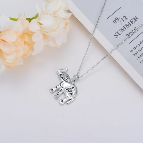 Elephant with Evil Eye Necklace Sterling Silver Celtic Good Luck Elephant Protection Charm Pendant Animal Necklaces Jewelry Gifts for Women in Saudi Arabia