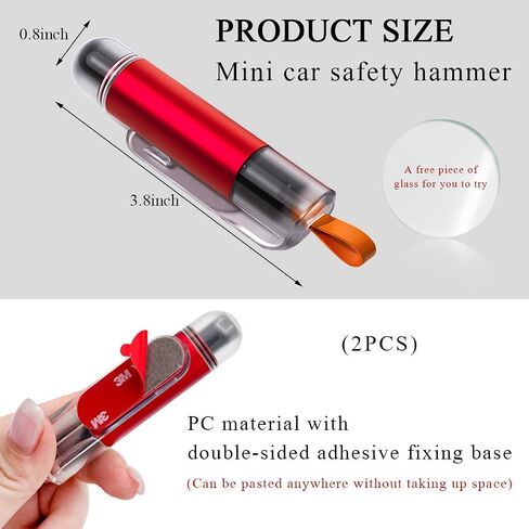 2 PCS Glass Breaker, Mini Window Breaker Emergency Rescue Escape Tool, Portable Safety Hammer for Vehicles, Car Accessories (Blue+Red) in Saudi Arabia