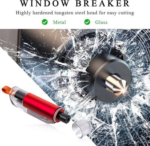 2 PCS Glass Breaker, Mini Window Breaker Emergency Rescue Escape Tool, Portable Safety Hammer for Vehicles, Car Accessories (Blue+Red) in Saudi Arabia