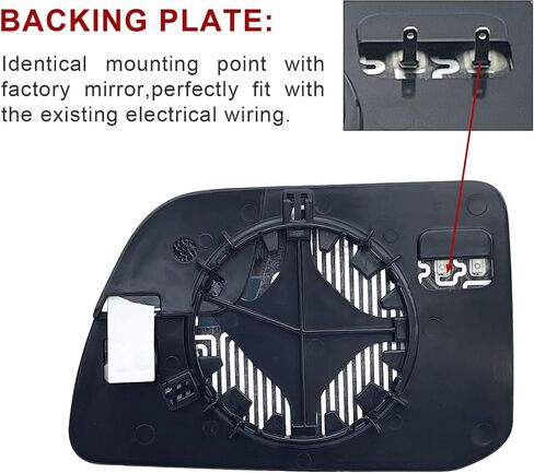 Right Passenger Side Heated Mirror Glass Replacement For Ford Edge MKX 2011 2012 2013 2014 - Mirror Convex Side Mirror Glass With Rear Holder in Kuwait