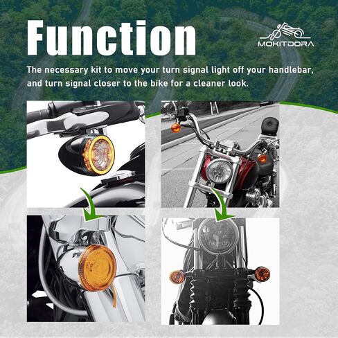 MoKitDora Dyna Sportster Front Turn Signal Relocation Kit 39mm-49mm Tubes Compatible with Harley Sportster XL883 1200 Dyna Glide FXR, Black in Kuwait