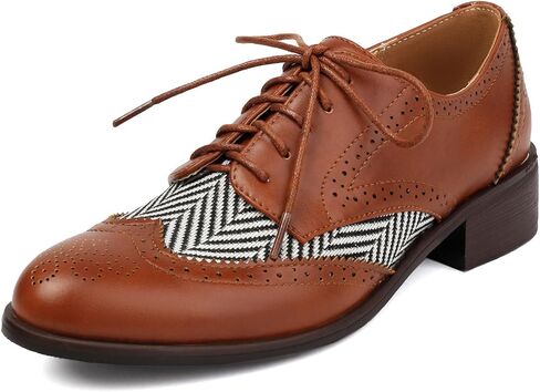 Roimaash Leisure Oxford Shoes Women Two Tone Wingtip Brogue Shoes in Kuwait