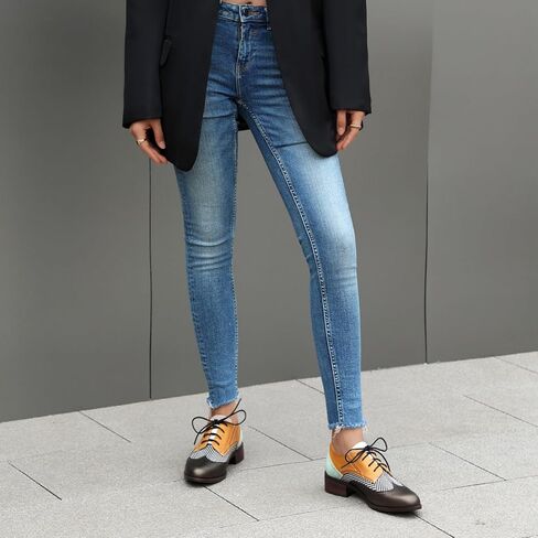 Roimaash Leisure Oxford Shoes Women Two Tone Wingtip Brogue Shoes in Kuwait