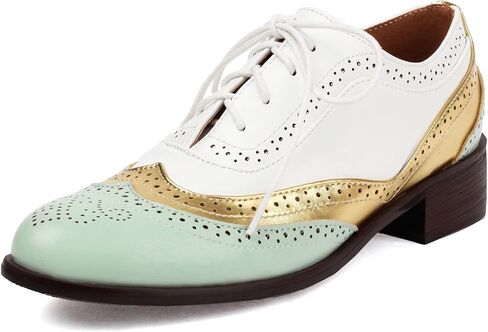 Roimaash Leisure Oxford Shoes Women Two Tone Wingtip Brogue Shoes in Kuwait