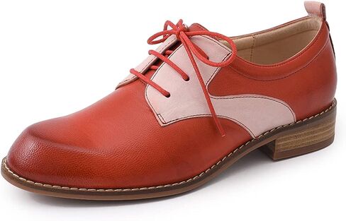 Mona flying Women's Handmade Two Tone Dress Oxfords Saddle Derby Comfy Lace up Leather Shoes for Ladies in Saudi Arabia