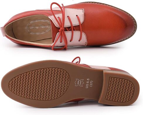 Mona flying Women's Handmade Two Tone Dress Oxfords Saddle Derby Comfy Lace up Leather Shoes for Ladies in Saudi Arabia