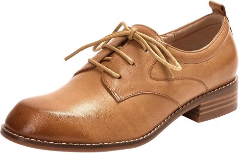 Mona flying Women's Handmade Two Tone Dress Oxfords Saddle Derby Comfy Lace up Leather Shoes for Ladies in Saudi Arabia
