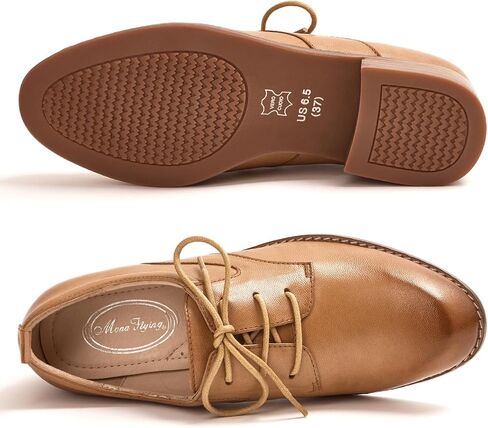 Mona flying Women's Handmade Two Tone Dress Oxfords Saddle Derby Comfy Lace up Leather Shoes for Ladies in Saudi Arabia