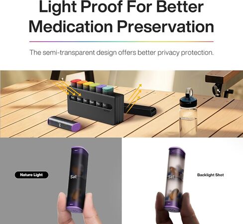 Weekly Pill Organizer 2 Times a Day - Am Pm Pill Box 7 Day, Large Twice Medicine Pill Case for Daily Medication, Vitamins, Fish Oils, Supplements Portable Week Pill Holder Container, Translucent Black in Saudi Arabia