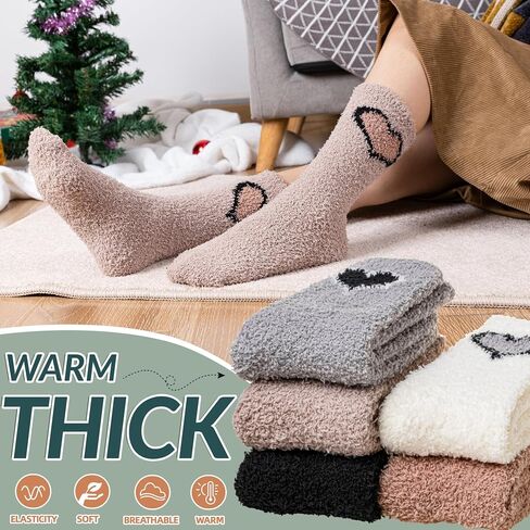 SeeyAN Womens Fuzzy Socks Fluffy Warm Slipper Winter Comfy Thermal Cozy Plush Sleep Home Cabin Socks in Saudi Arabia