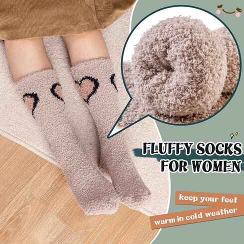 SeeyAN Womens Fuzzy Socks Fluffy Warm Slipper Winter Comfy Thermal Cozy Plush Sleep Home Cabin Socks in Saudi Arabia