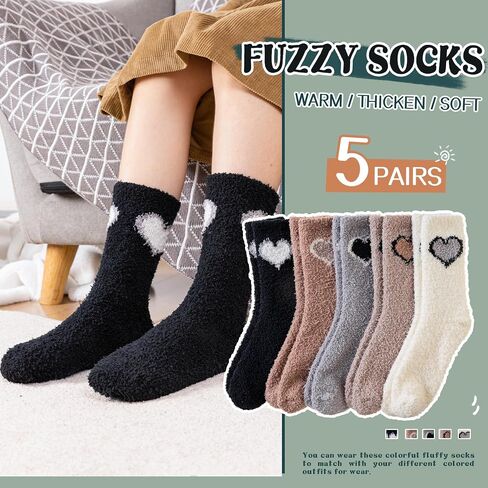 SeeyAN Womens Fuzzy Socks Fluffy Warm Slipper Winter Comfy Thermal Cozy Plush Sleep Home Cabin Socks in Saudi Arabia