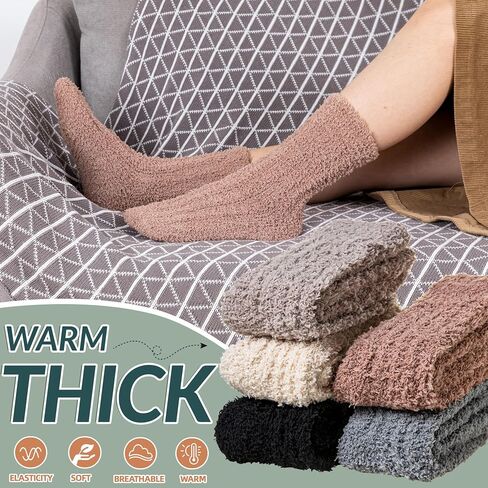 SeeyAN Womens Fuzzy Socks Fluffy Warm Slipper Winter Comfy Thermal Cozy Plush Sleep Home Cabin Socks in Saudi Arabia