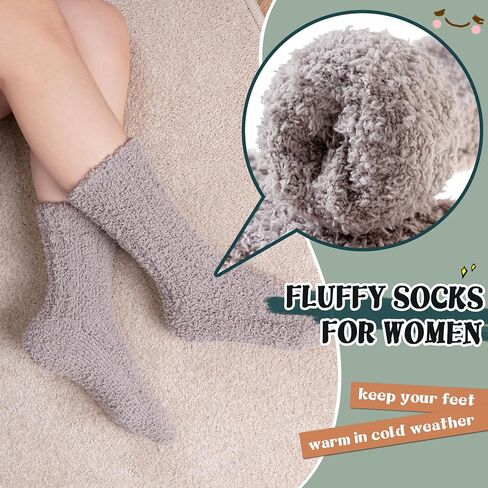 SeeyAN Womens Fuzzy Socks Fluffy Warm Slipper Winter Comfy Thermal Cozy Plush Sleep Home Cabin Socks in Saudi Arabia