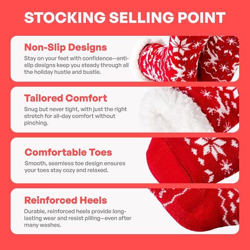Giggling Getup Womens Christmas Slipper Socks, Fuzzy Non Slip Warm Soft Crew Socks for Home, Christmas Party Gifts in Saudi Arabia