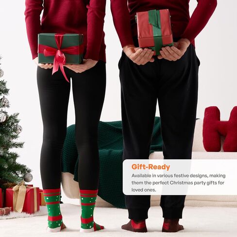 Giggling Getup Womens Christmas Slipper Socks, Fuzzy Non Slip Warm Soft Crew Socks for Home, Christmas Party Gifts in Saudi Arabia
