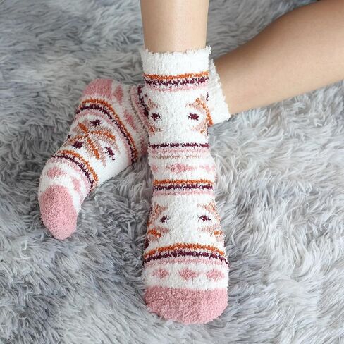 Fuzzy Socks for Women Fluffy Cozy Slipper Socks Fall Thanksgiving Gifts Christmas in Kuwait