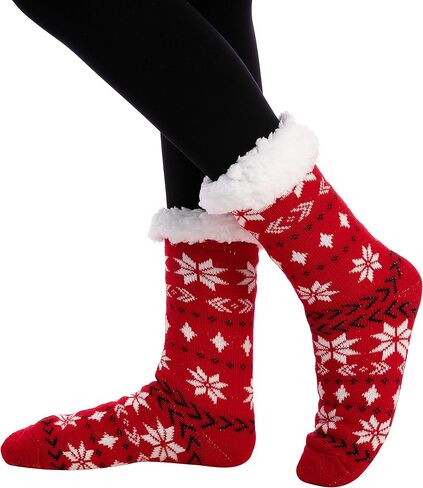 JOYIN 2 PCS Christmas Socks Women's Fleece Fuzzy Soft Slipper Socks Soft Crew Socks for Winter Christmas Party Gifts in Saudi Arabia