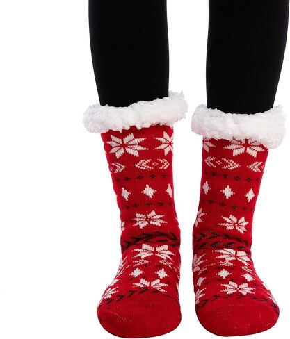 JOYIN 2 PCS Christmas Socks Women's Fleece Fuzzy Soft Slipper Socks Soft Crew Socks for Winter Christmas Party Gifts in Saudi Arabia