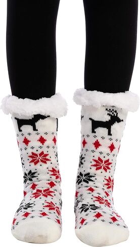 JOYIN 2 PCS Christmas Socks Women's Fleece Fuzzy Soft Slipper Socks Soft Crew Socks for Winter Christmas Party Gifts in Saudi Arabia