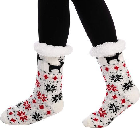 JOYIN 2 PCS Christmas Socks Women's Fleece Fuzzy Soft Slipper Socks Soft Crew Socks for Winter Christmas Party Gifts in Saudi Arabia