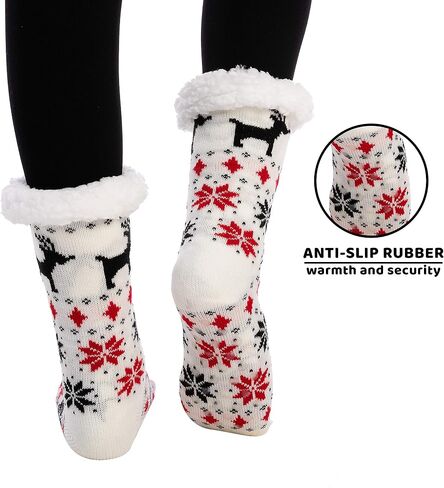 JOYIN 2 PCS Christmas Socks Women's Fleece Fuzzy Soft Slipper Socks Soft Crew Socks for Winter Christmas Party Gifts in Saudi Arabia