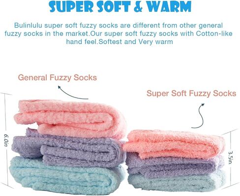 Bulinlulu Fuzzy Socks for Women with Grips,5 Pairs Plush Fuzzy Socks Sleep Cozy socks Sleep Socks Winter Soft Fluffy Socks in Saudi Arabia