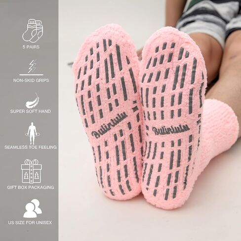 Bulinlulu Fuzzy Socks for Women with Grips,5 Pairs Plush Fuzzy Socks Sleep Cozy socks Sleep Socks Winter Soft Fluffy Socks in Saudi Arabia