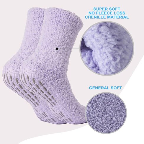 Bulinlulu Fuzzy Socks for Women with Grips,5 Pairs Plush Fuzzy Socks Sleep Cozy socks Sleep Socks Winter Soft Fluffy Socks in Saudi Arabia
