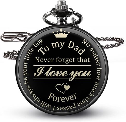 Fathers Day Dad Gifts from Daughter Son, Birthday Gifts for Dad Grandpa Husband Step Dad Personalized Pocket Watch with Chain in Saudi Arabia