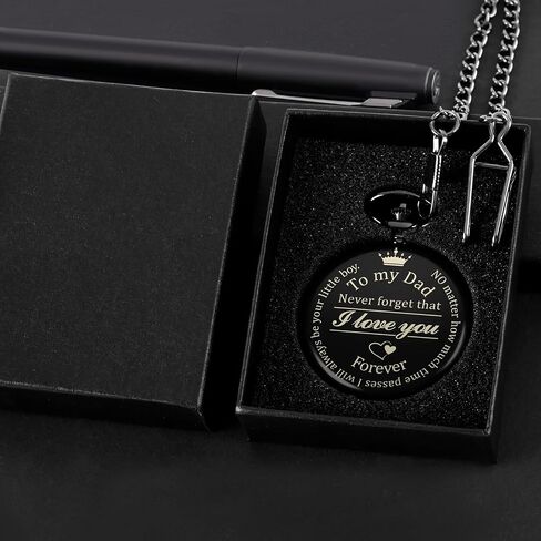 Fathers Day Dad Gifts from Daughter Son, Birthday Gifts for Dad Grandpa Husband Step Dad Personalized Pocket Watch with Chain in Saudi Arabia