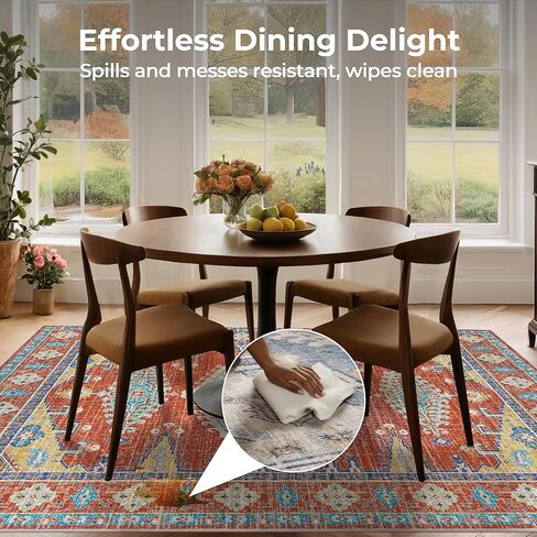 Kokia Area Rugs Living Room 4x6 Bedroom Non Slip Wear Resistant Oriental Brown Rug Indoor Vintage Accent Floor Carpet for Entrance Kitchen Bedroom, Solani Brown in Kuwait