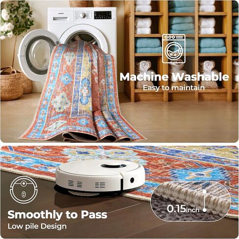 Kokia Area Rugs Living Room 4x6 Bedroom Non Slip Wear Resistant Oriental Brown Rug Indoor Vintage Accent Floor Carpet for Entrance Kitchen Bedroom, Solani Brown in Kuwait