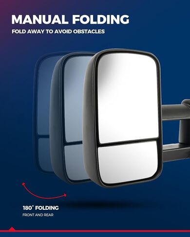 KAX Towing Hitch Towing Mirrors Compatible with Ford for 1999-2016 F-250 F-350 Super Duty, Power Heated with Signal Light Manual Controlling Telescoping Folding Black Cap in Saudi Arabia